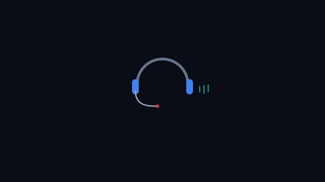 Animated headset with sound wave pulse for customer support and communication technology concepts animation 4k