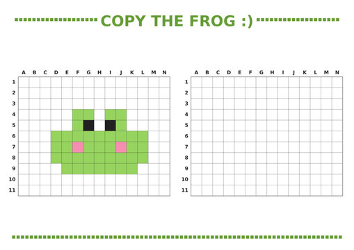 Little Frog - Copy the picture activity page for children with grid illustration  