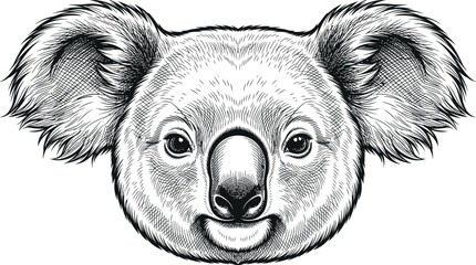 Detailed koala bear head illustration with wildlife portrait illustration australia marsupial monochrome © SAIFUL