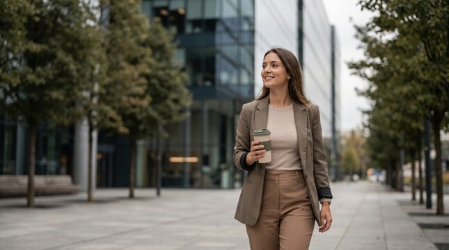 Professional Woman with Coffee on World Lungs Day in City