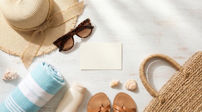Summer Bank Holiday Beach Accessories Flatlay
