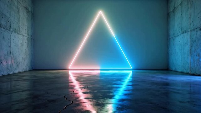 neon triangle in concrete room