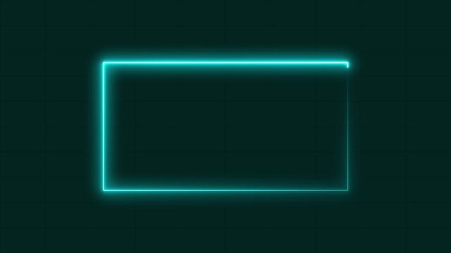 abstract glowing neon rectangle frame animation 4k