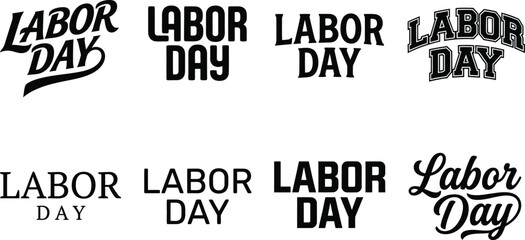Fototapeta premium Repeated labor day text in bold black vintage style on plain background