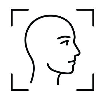 Face Recognition Outline Vector Icon for Biometric Authentication and Identity Verification