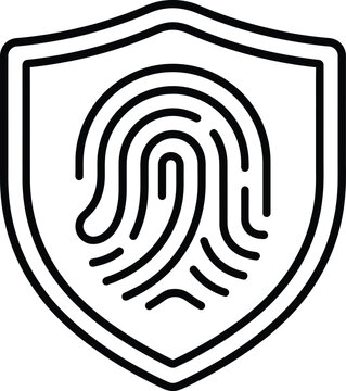 Fingerprint Security Shield Outline Vector Icon for Biometric Authentication and Identity Protection