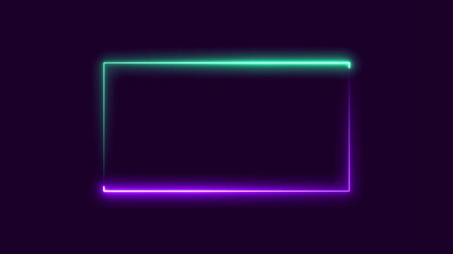 Neon abstract rectangle shape line animation.