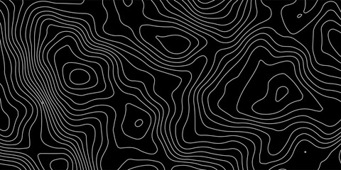 Topographic map contour lines seamless background, abstract vector line art terrain geographic elevation map © Lumrah