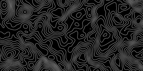 Topographic map contour lines seamless background, abstract vector line art terrain geographic elevation map © Lumrah