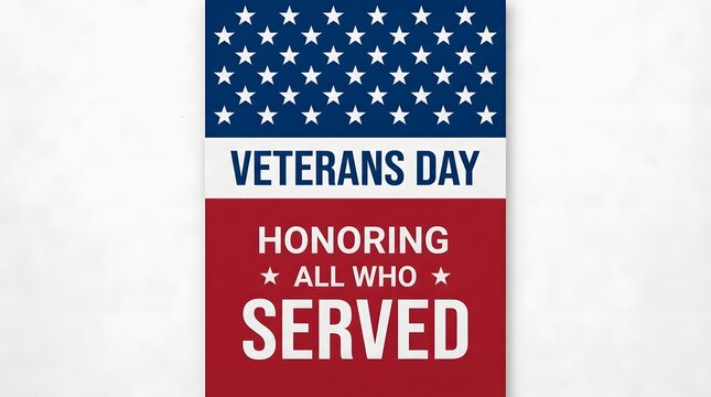 Veterans day greeting card design featuring american flag elements and patriotic typography honoring all who served