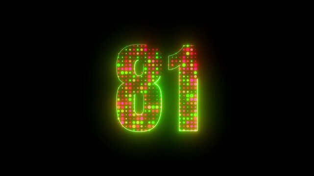 Contemporary glowing number 81 with energetic abstract light detailing