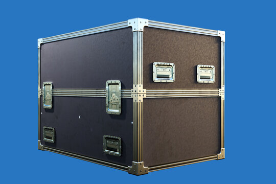 Equipment transportation. Heavy-duty flight case protects professional audio, video and industrial equipment during storage, shipping and logistics. 3D image