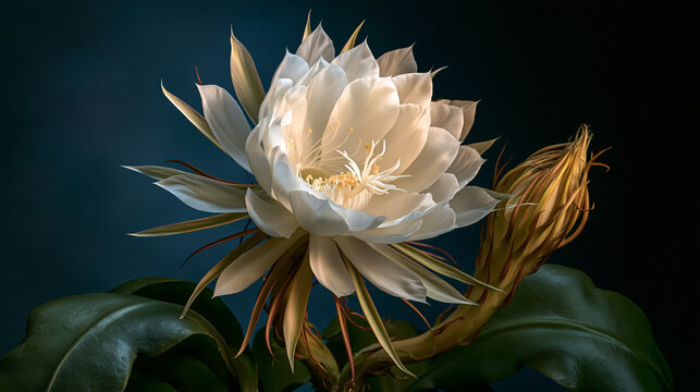 Night-blooming cereus opening under time-lapse monitoring