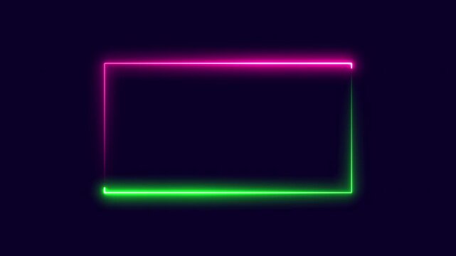 Neon abstract rectangle shape line animation.