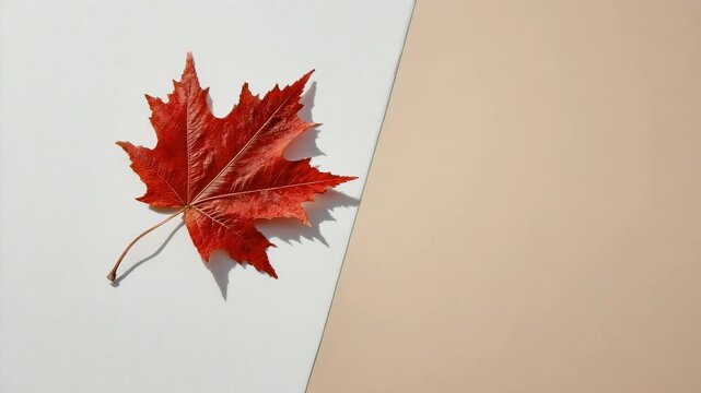 Green Japanese Maple Leaf Transforming Into Red Autumn Color