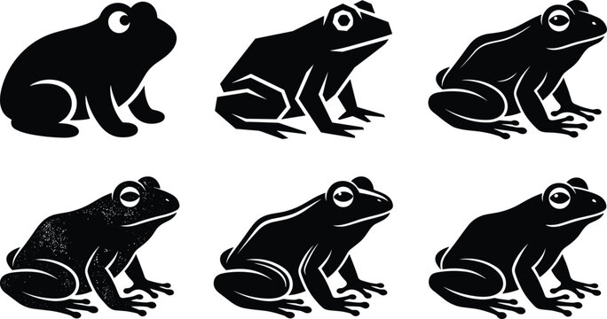 Frog Vector Collection Set, Silhouette, Geometric and Minimal Frog Illustrations Isolated for Logos, Branding and Creative Design Projects