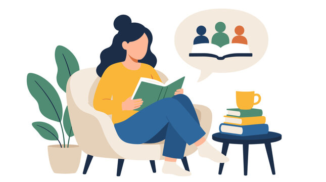 Person Reading Book In Cozy Armchair Scene.