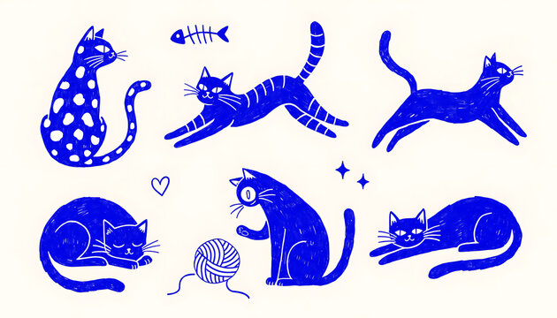 Fun cartoon unicorns and narwhals flat lay illustration