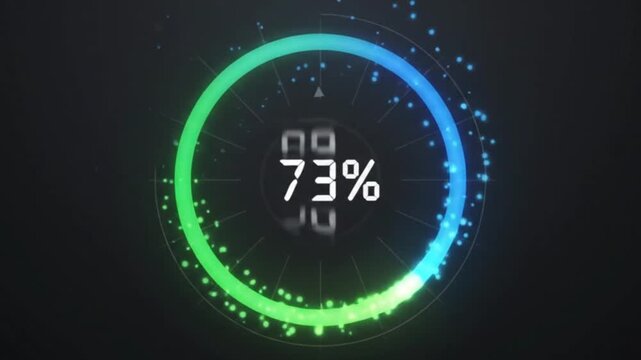 Digital loading progress circle seventy three