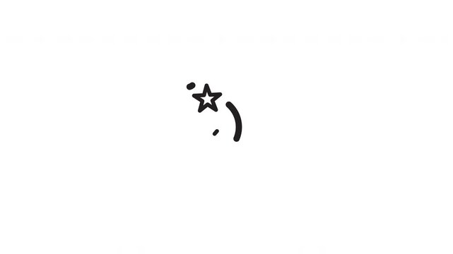 Perfect minimalist star shape with curved line and dot on a clean white background, ideal for branding, backgrounds, and logo design.