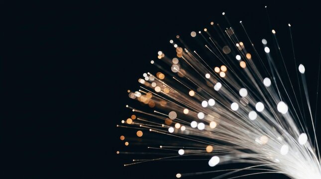 Minimalist Fiber Optic Light Bundle Abstract on Dark Background with Text Space