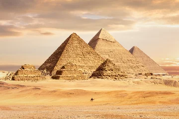 Majestic Great Pyramids of Giza at sunset, Cairo, Egypt © AlexAnton