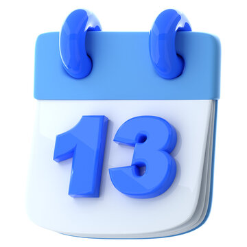 3D Blue Calendar with Number 13