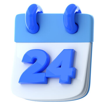 3D Blue Calendar with Number 24