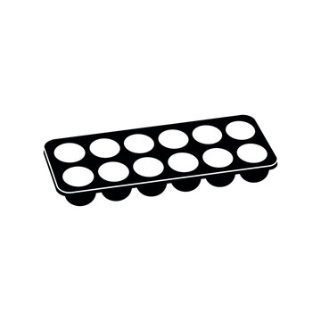 Black silhouette of a rectangular egg carton tray with twelve slots