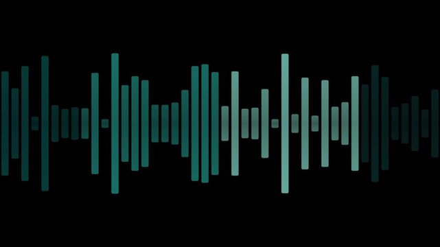 Digital audio waveform spectrum representing sound frequencies and voice signals on a black background