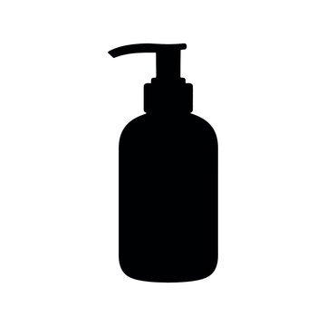 Black silhouette of a liquid soap dispenser bottle with pump mechanism
