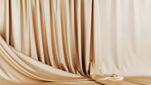Golden draped fabric a luxurious textile with soft folds and texture