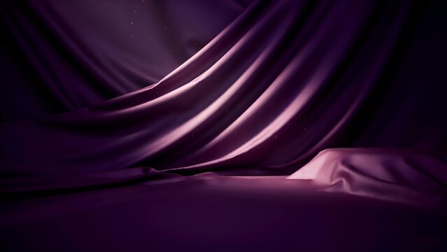 Purple draped fabric with folds a 3d rendered background scene