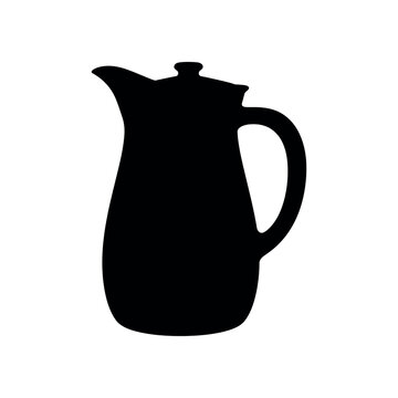 Black silhouette of a ceramic pitcher or water jug on a white background