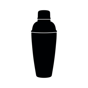 Black silhouette of a cocktail shaker for bartending on a white background