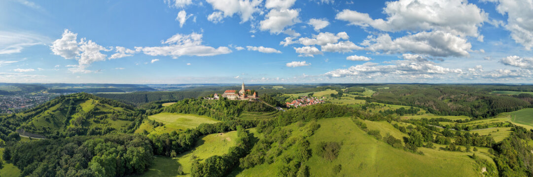 Luftbild Panorama Leuchtenburg bei Kahla in Th&uuml;ringen