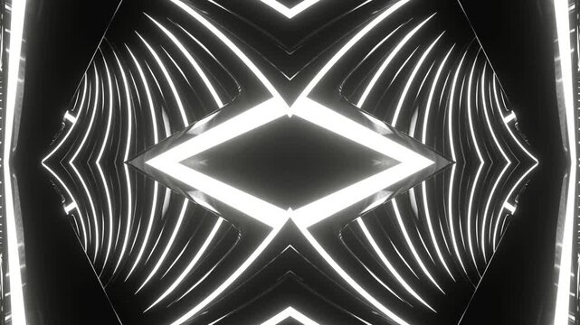 Black and White Neon Glowing Ventilation Kaleidoscope Background VJ Loop in 4K