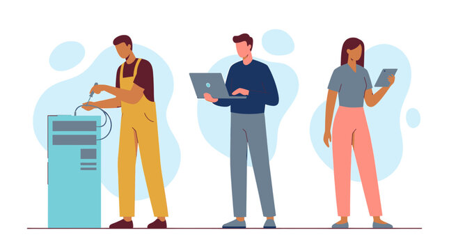 It Specialists Team Working on Digital Infrastructure and Networks