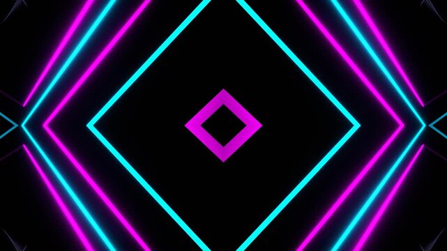 Pink and Blue Neon Rays Moving Kaleidoscope Background VJ Loop in 4K