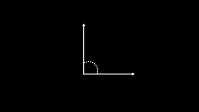 90 degree obtuse angle teaching measurement animation, Perfect for tutorials or visual explanations alpha channel on a black background.