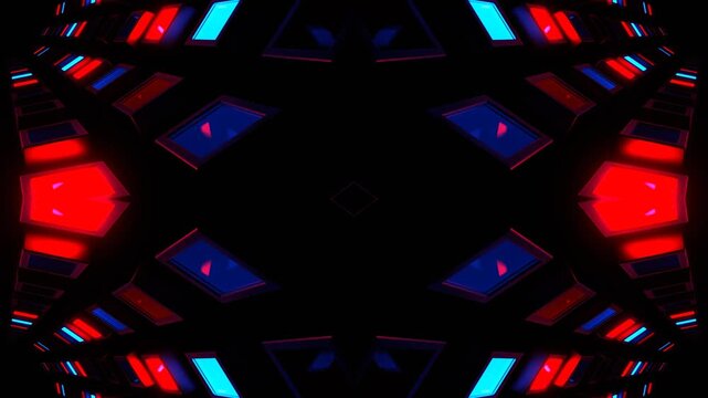 Red and Blue Slowed Rotation Strobe Kaleidoscope Background VJ Loop in 4K