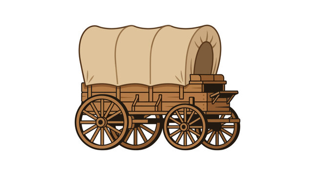 Covered Wagon Vector Illustration