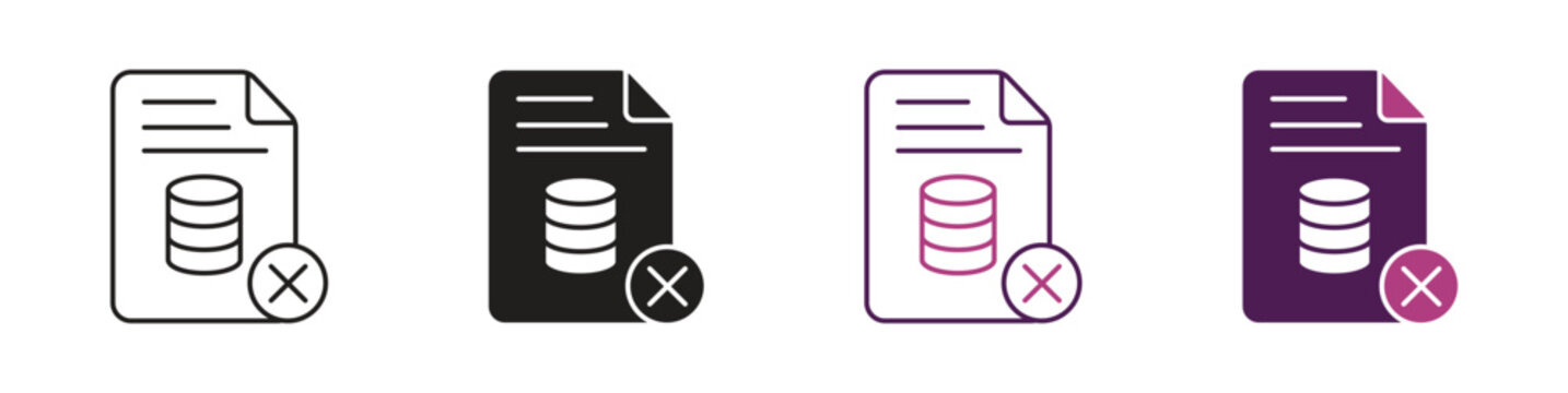 Inconsistency of data in document icon set. Invalid data symbol, vector illustration.
