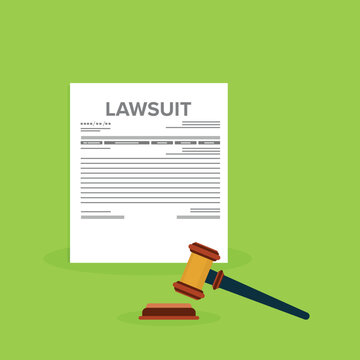 Business Litigation Concept with Legal Paper and Court Hammer