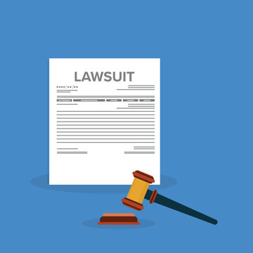 Civil Court Case with Judge Gavel Vector Illustration