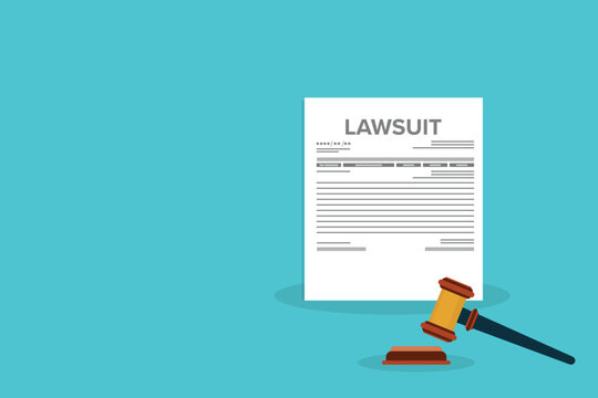 Court Verdict Document with Wooden Gavel Flat Vector