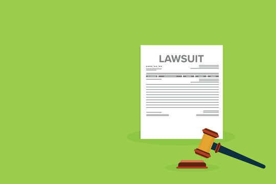 Corporate Legal Compliance and Lawsuit Document Illustration