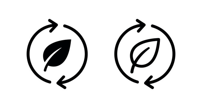 Eco leaf recycling cycle icon