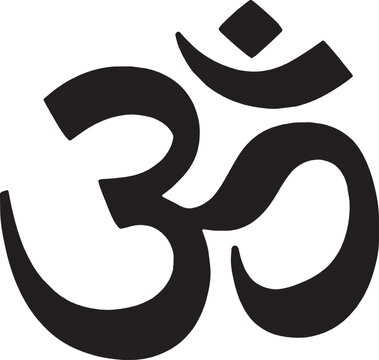 Black om symbol icon representing peace and spirituality isolated on transparent background, Vector
