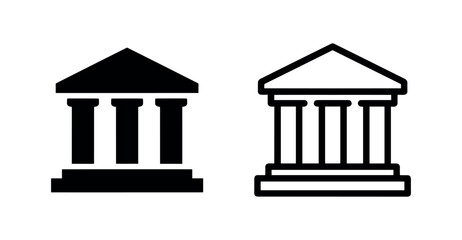 Obraz premium Museum and bank building icon set